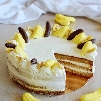 Bezlepková bezmliečna vegánska nízkosacharidová banánová torta s mascarpone krémom - Banana lady Delightilli